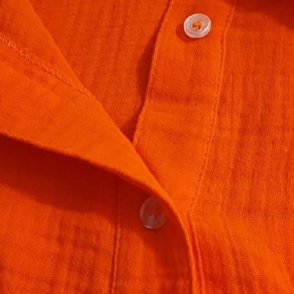 Lagenlook Beachy Oversized Gauzy 100% Cotton Button Down Shirt Tunic Coverup - Picture 8 of 14